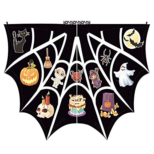 Bat Wings Cape Butterfly Wings Cloak Shawl for Girls Women Halloween Costume Accessory, Black+white, 66*53in/168*135cm - Image 2