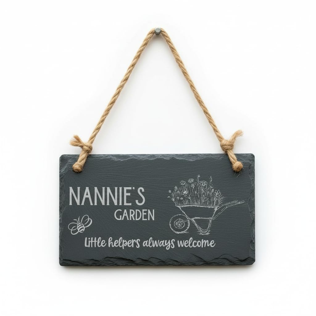Personalised Garden Sign Engraved Sign Slate Stone Plaque Gift for Mothers Day, Fathers Day or Birthday