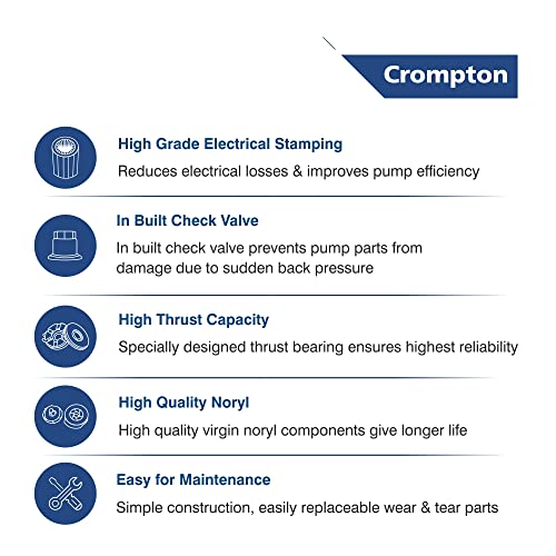 Image of Crompton 4W12BF1.5E | 1.5 HP | 12 stage| Borewell Submersible | Water filled | Motor Pump | High Thrust Capacity | Easy for Maintenance| 1 Year Manufacturer's Warranty