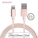 Lightning USB Cable 3ft 1.2m Extra Long Cord Charging for Iphone 6s 6s+ 6plus 6, 5s 5c 5,ipad Air Mini Min2, Ipad 4,ipod 5,ipod 7, Ios9. With Aluminum Connector, Braided Cable Rose Gold