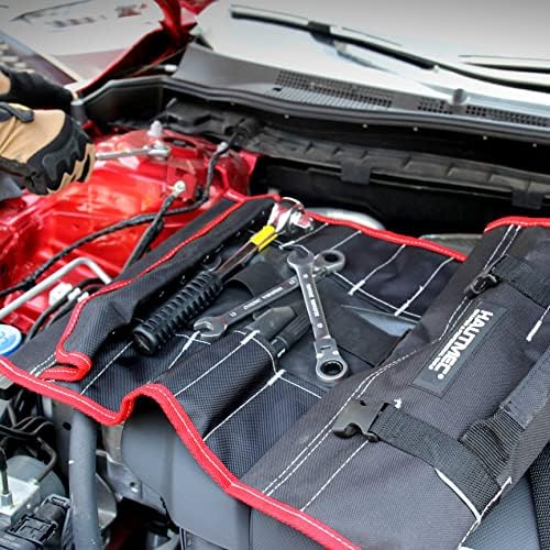 HAUTMEC 32-Pocket 600 Denier(600D) Polyester Tool Roll Bag- Large Space Waterproof Wrench Organizer Roll Tools Bag HT0069-TB