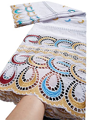 Tissu en dentelle africaine en coton pour coudre vos robes de mariage et grands boubous