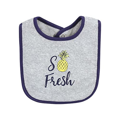 Image of Hudson Baby Unisex Baby Cotton Bibs, Boy Pineapple, One Size