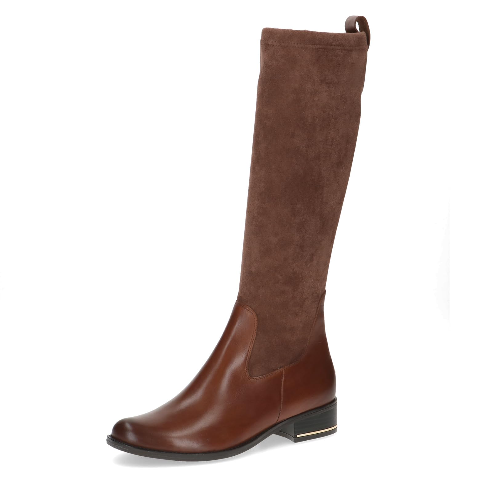 CAPRICE Women's high boots with heel round toe block heel, Brown (Cognac Comb), 4.5 UK