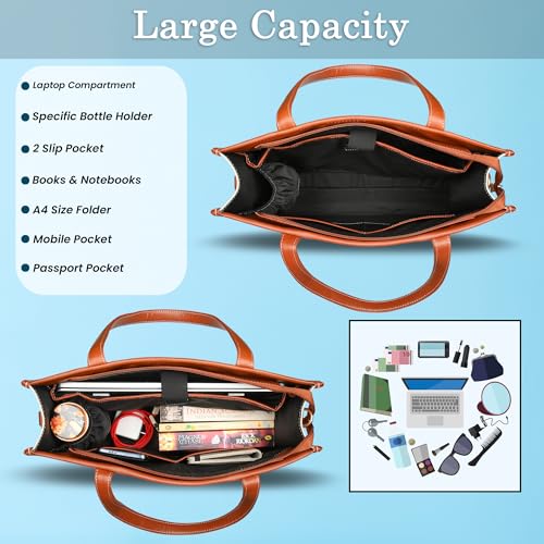 Image of Womanix Canvas Laptop Bag, 14 inch Laptop Bag, Work Shoulder Bag, Casual Briefcase, Handbag for Travel, Office, College With Long Adjustable Strap