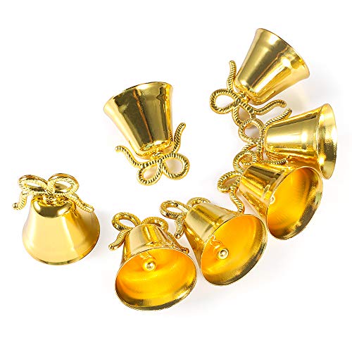 Amytalk 12 Pack Golden Christmas Bell Place Card Holders Kissing Bell Table Card Holder Memo Photo Picture Number Sign Stands Holder for Party Wedding Table Decoration