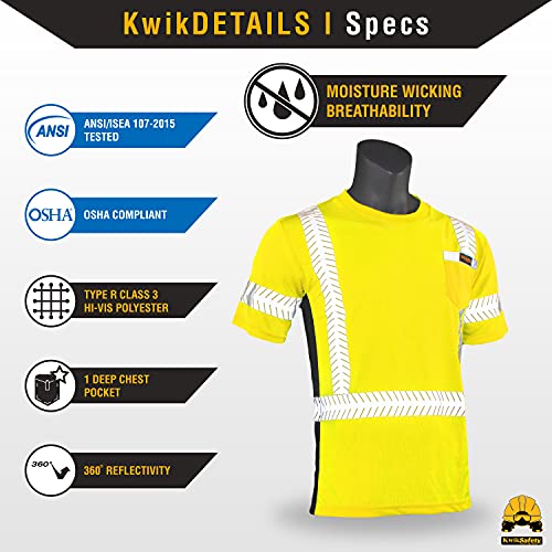 Kwiksafety - Charlotte, Nc - Renaissance Man Short Sleeve Safety Shirt - Fishbone Tape - Class 2 Ansi Osha High Vis Reflective Gear/Yellow Large #TOP4