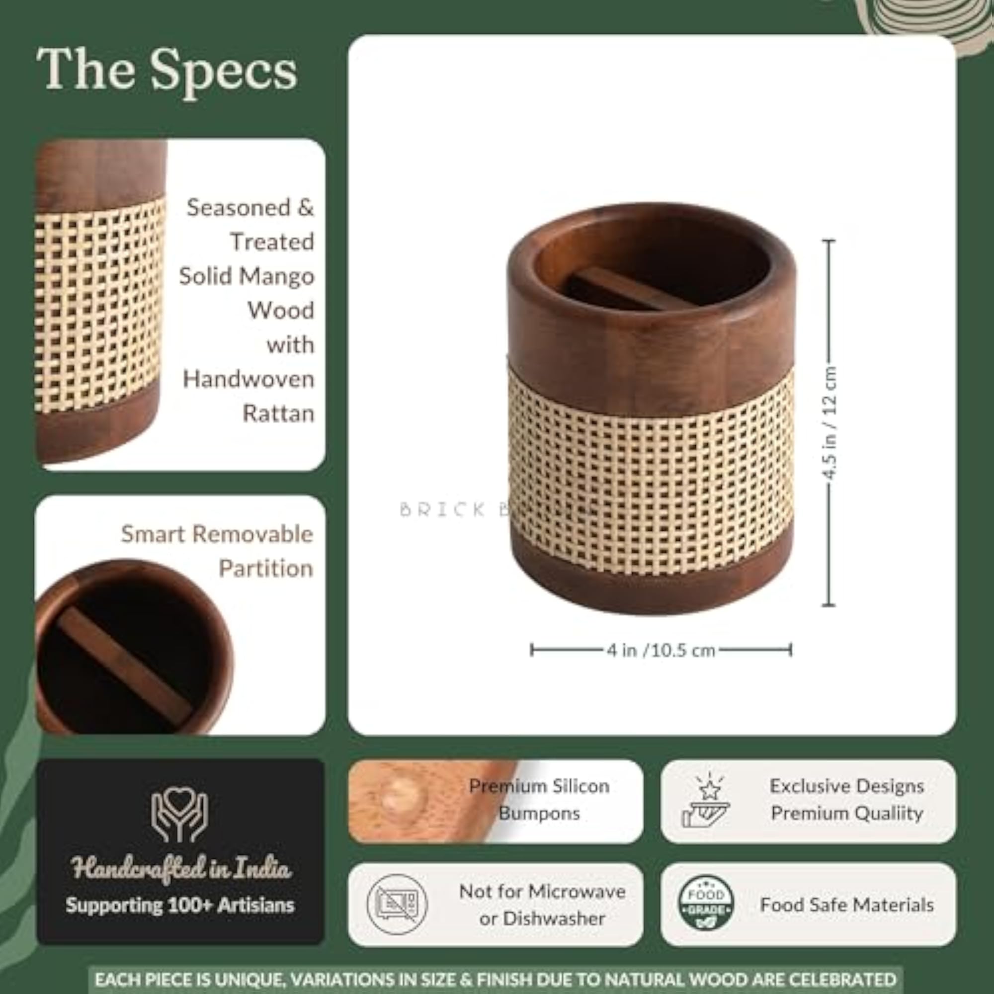 Premium Wooden Tresso Cutlery Holder Spoon Stand