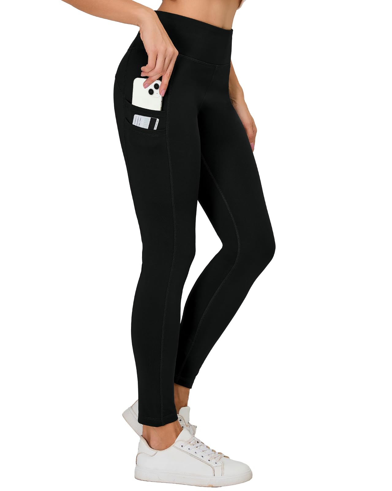 HMILES Leggings termici sportivi da donna, invernali, impermeabili, foderati in pile, a vita alta, opachi, per yoga, con tasche
