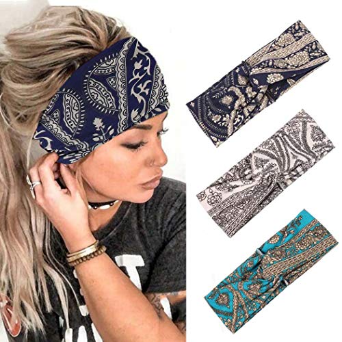 Relbcy Boho Headband Flower Hair Bands Knoted Turban Headbands Stretch Head Wraps Cloth Head Bands for Women and Girls (Type B)