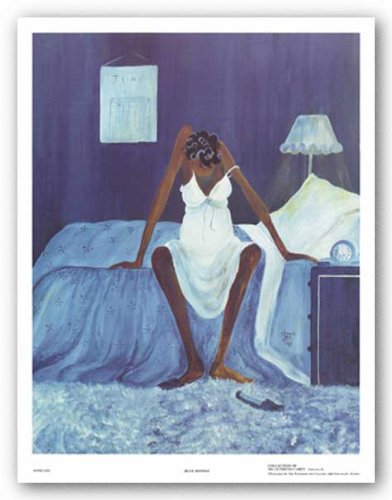 Annie Lee Blue Abstract Modern Art Print Poster, 21 x 16.125 inches, Framed, Matte Finish, Indoor Use, Bedroom