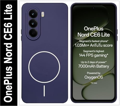 Image of Silicone Back Cover Case for OnePlus Nord CE6 Lite | Soft Micro-Fibre Lining Inside | Magsafe Print On Back Side Camera Protection Bump | Shockproof Case for (Purple) (Blue)