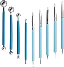 Dough Carving Tool, Dippling Tool, Clay Pottery Tool, Set of 9, 18 Types, Clay Tools, Round Spatula, Silicone Brush, Dot Pen, Nail Art, Clay Tool, Hobby, DIY, Clay Carving