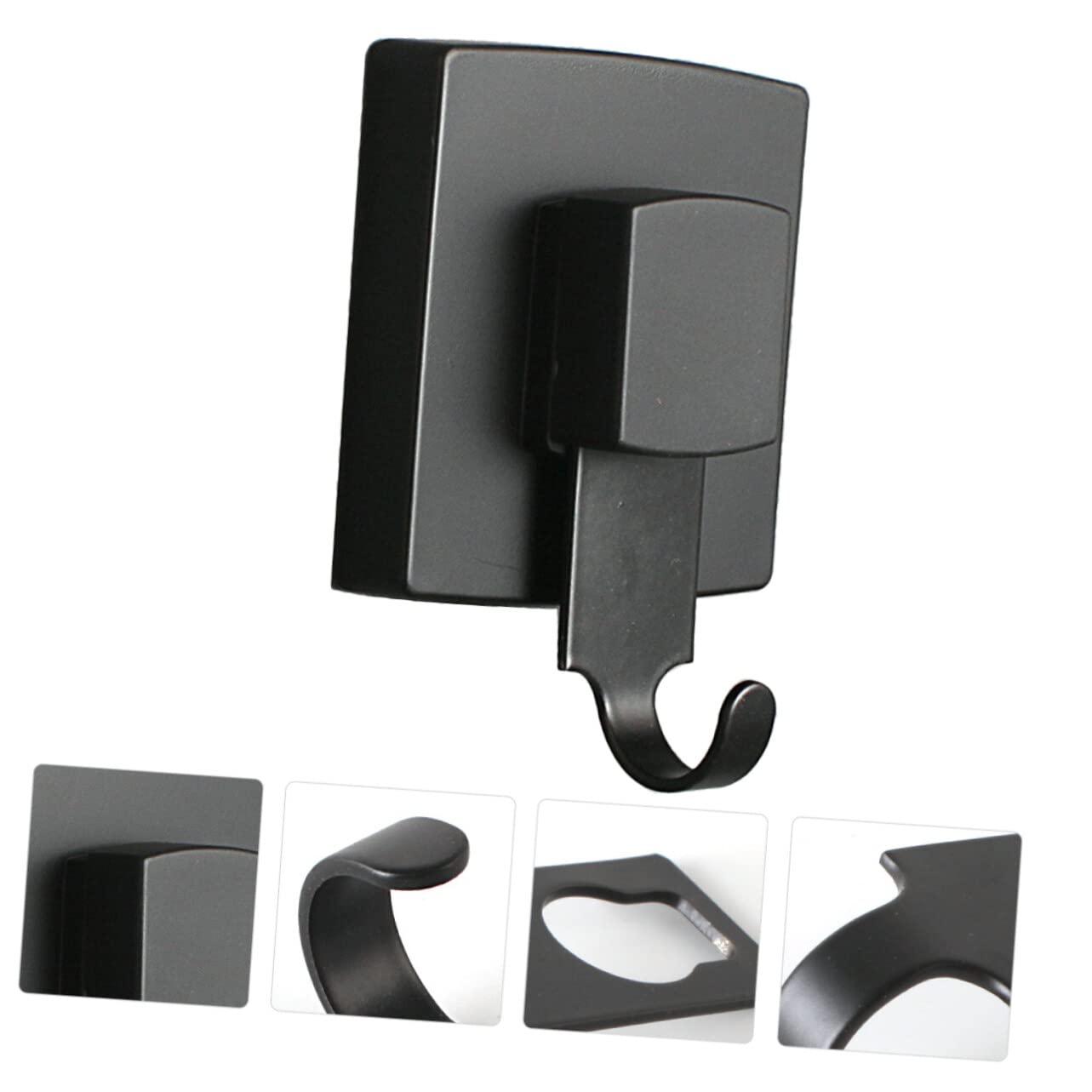 VASDEV Gancho sin Rastro, colgadores de Ventosa sobre la Puerta, Gancho de vacío para baño, Bolsas de Almacenamiento, Acero Inoxidable, Negro, 1 ud.
