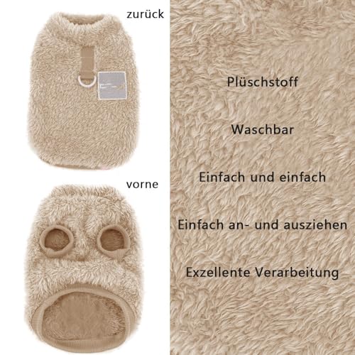 Voarge Haustier-Wintermantel aus Wolle mit D-Ring, Winter Warmer Hund Katzenpullover Kleidung Haustiermantel Kostüm Welpenpullover, Grau, M (Braun, L)