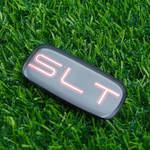 Image of Side Pillar Roof Cab Emblem Badge Nameplates Sticker Replacement for 2002-2007 inchSLT 2Pc (Black Red Chrome)