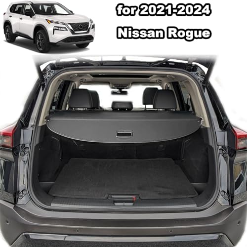 Image of Cargo Cover for 2021-2026 Nissan Rogue Accessories S SV SL Platinum, Carbon Fiber Texture Retractable Trunk Cover Privacy Security Screen Luggage Shield Shade(Not for Rogue Sport /Select)