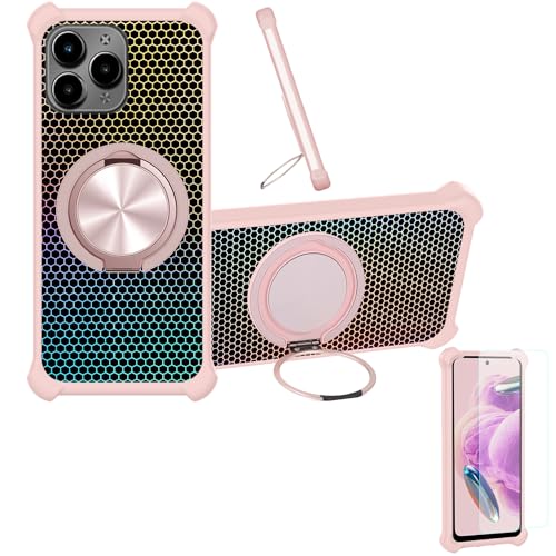 Kinetijy Case Compatible for Packard Bell Daytona G16 Pro Phone Case Cover [with 1* Tempered Glass Screen Protector] Hybrid Case[360°Ring Support, Magnetic] CX-08-FEN