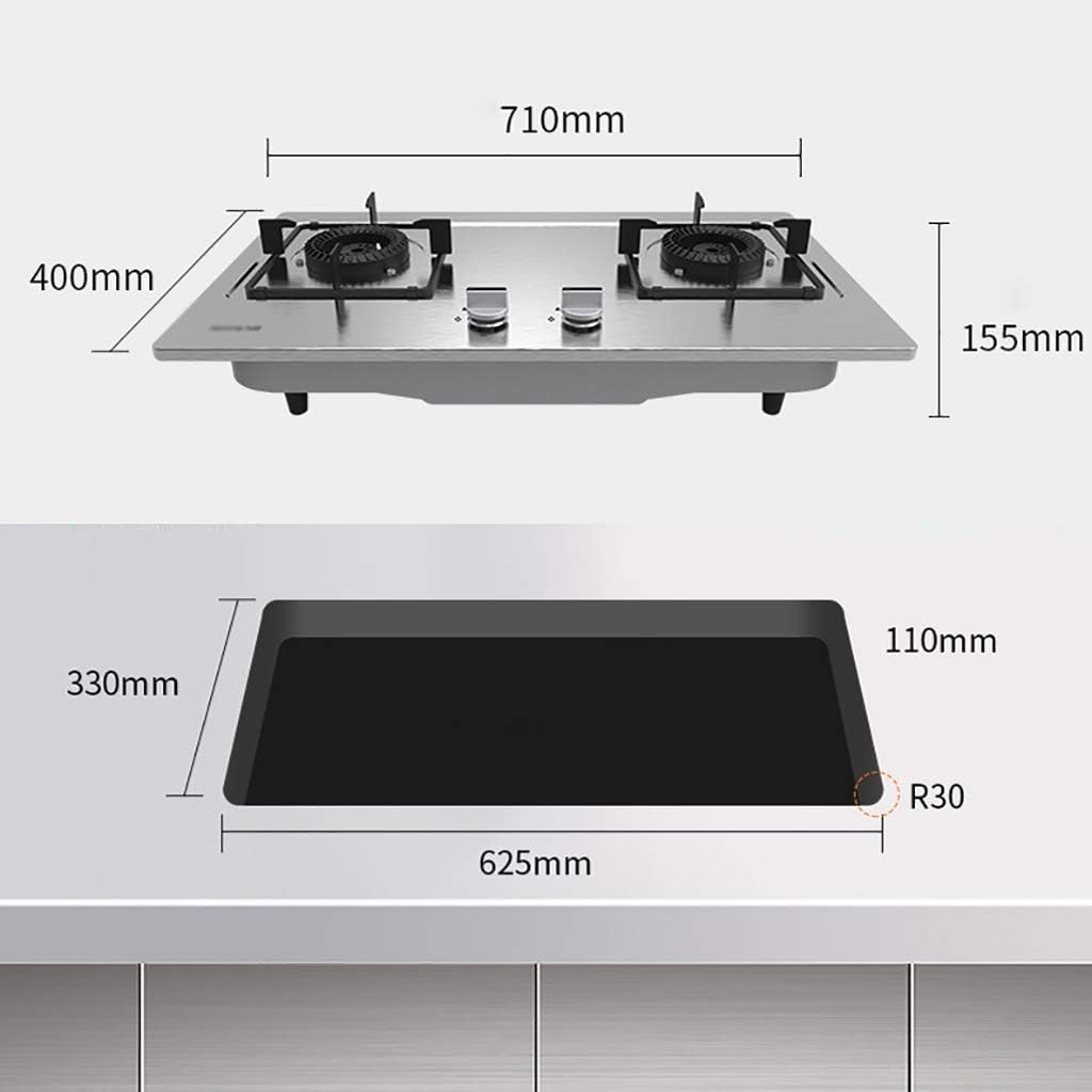 Gas Stoves Gas 4.8KW Built-inGas hob 71x40x15.5cm Black Tempered Glass Gas Cooktop with Cast Iron Square Pot Rack Easy to Clean Compatible with All Cookware [Energy Class A] (Size : NG) ( )