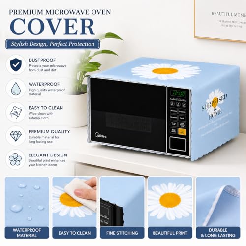 Image of Microwave Oven Cover - Waterproof & Dustproof Protective Cover for Kitchen, Heat Resistant Fabric, Universal Fit for Standard Microwave Ovens, Easy Clean Stylish Printed Design