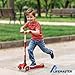 Lifemaster Kids Scooter – Children and Toddler 3 Wheel Kick Scooter – LED Wheel Lights Illuminate When Rolling– Adjustable Handlebar – Indoor and Outdoor Red