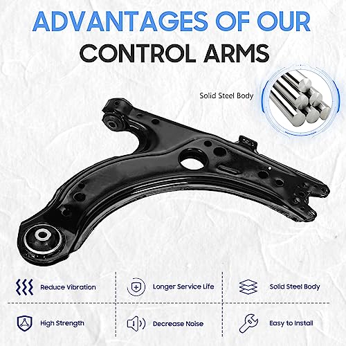Front Lower Control Arms w/Ball Joints- Left & Right Side Suspension Kits for Beetle 1998-2010, for Golf 2000-2006, for Jetta 2000-2004(4PCs) - Image 4