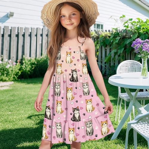 Kids Spaghetti Strap Dresses for Girls 3-14 Year Olds Summer Beach Birthday Party Dress4