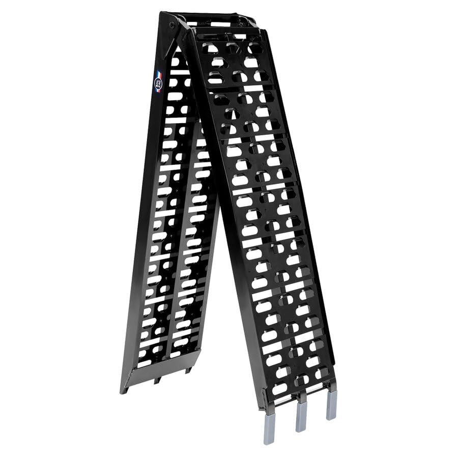 Balzac Rampa di Carico Pieghevole in Alluminio ad Arco | Pedana per Moto | Portata 340kg | Lunghezza 227cm | Superficie Antiscivolo | Rampa per Gradini e Veicoli