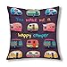 HZLM Housse de coussin humoristique avec citation de motivation « You Make Me Happy » avec motif de caravane rétro - 45 x 45 cm