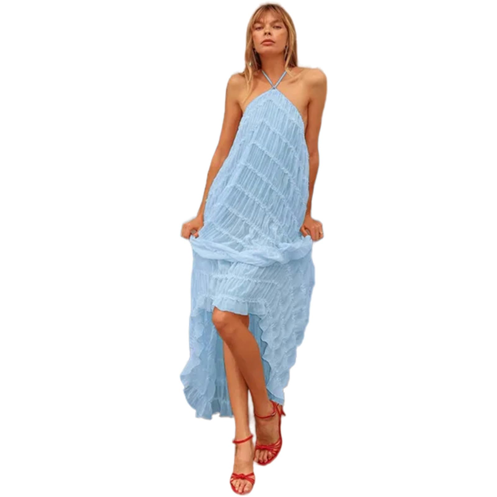 Gonne da Donna Vacanza Elegante Abito da Festa per Spiaggia Long Abito Estate Casual Halter Multi-Wear Dress per Donne Abito A-Line Sciolto