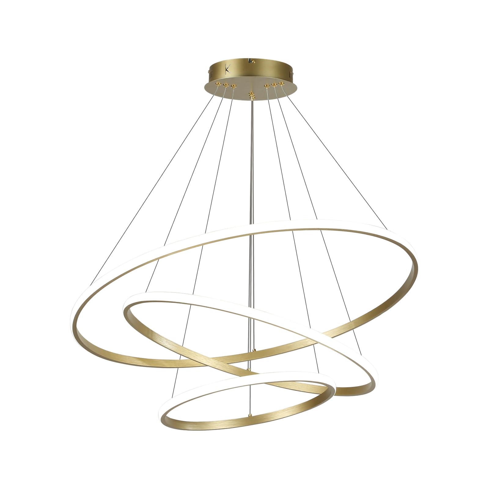 IluminacióN Colgante Led Para Sala De Estar,Accesorio De IluminacióN Colgante AcríLico Regulable De 3 Anillos,Isla De Cocina Dorada Para Techo,Sala De Estar,Dormitorio,VestíBulo De Entrada 20+40+60 Cm