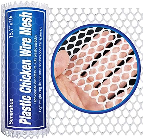Senershuo Upgraded 15.7IN x 10FT White Plastic Chicken Wire Fence Mesh, Hexagonal Fencing for Gardening, Poultry Fencing, Chicken Wire Frame for Crafts, Floral Netting (PLASTIC40-300W)