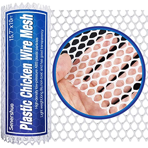 Senershuo Upgraded 15.7In X 10Ft White Plastic Chicken Wire Fence Mesh, Hexagonal Fencing For Gardening, Poultry Fencing, Chicken Wire Frame For Crafts, Floral Netting (Plastic40-300W) #TOP12