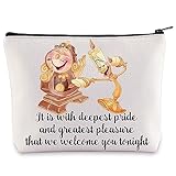 WZMPA Cogsworth & Lumiere Cosmetic Bag Cogsworth & Lumiere Fans Gifts It Is With Deepest Pride And Greatest Pleasure That We Welcome You Tonight Makeup Bag For Movie Fans (welcome tonight)