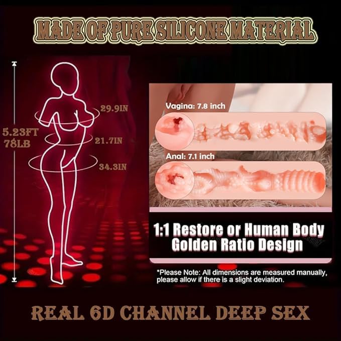 5.23FT Pure Silicone Sex Doll Realistic Skin Pores Life Size Full Body Sex Toys, Full Size Male Masturbator Female Torso with Alloy Skeleton, Gel Large Breasts, Ultra Soft Soft Buttocks & 6D Channels - Image 7