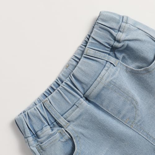 Girls Casual High Waisted Flare Split Raw Hem Bowknot Denim with Pockets3