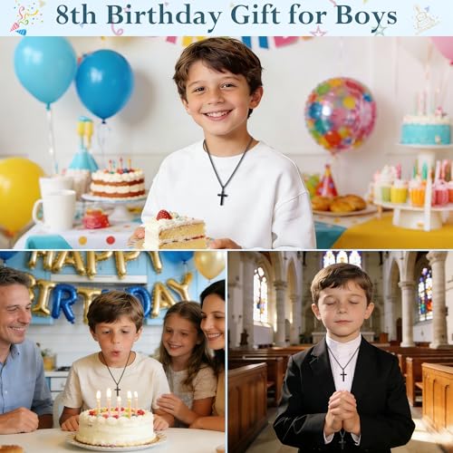 Image of Sereney Cross Necklace for Boys, 8th 9th 13th Birthday Gifts for Toddler Kids Teen Boys Girls, Baptism Gift Mustard Seed Jewelry as Rcia Christian Religious Necklace for Son Daughter Pendants