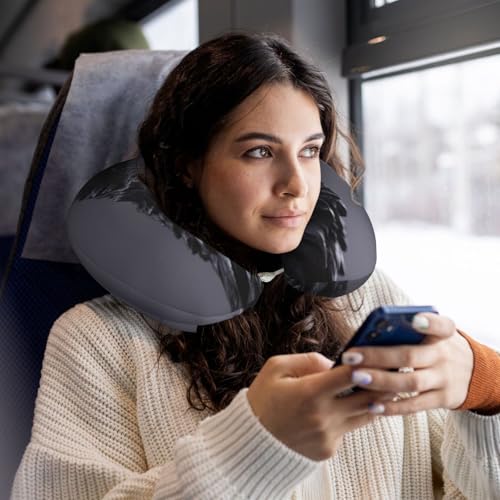 Almohada de espuma viscoelástica U para viaje negro miniatura 6