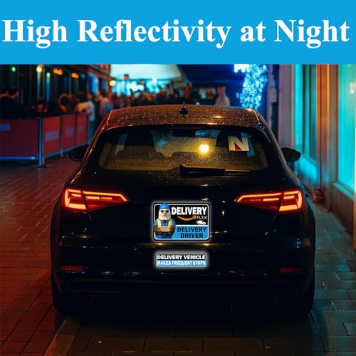 Image of Car Magnets Flex Driver,Heavy Duty Reflective Flex Delivery Driver Car Sign,Car Magnets Rural Carrier Delivery for Cars,SUV,Trucks,Bumper Sticker 4pcs