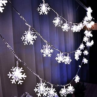 LED String Lights Christmas Snowflake Lights Battery Operated Waterproof 20ft, 40 LED Lights for Bedroom, Corridor, Patio, Garden, Yard, Photo Frame (White)
