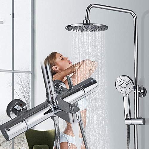 Set miscelatore termostatico per doccia a pioggia da bagno, rubinetto girevole per vasca da bagno, doccia con acqua calda e fredda cromata, montaggio a parete Beauty Comes