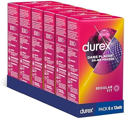 Durex Preservativos Dame Placer, Con Puntos y Estrías, Extra Lubricados,Forma Easy-On, 72 condones