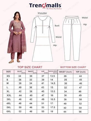 Image of TRENDMALLS Women's Cambric Cotton Embroidery Work Kurta Pant with Dupatta Set