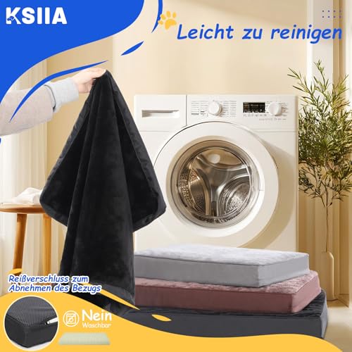 KSIIA Orthopädisches Hundebett für Große Mittelgroße Hunde, Waschbar Hundekissen Flauschig Hundematte Hundematratze mit Abnehmbarer Deckel in Schwarz 90x55x7cm