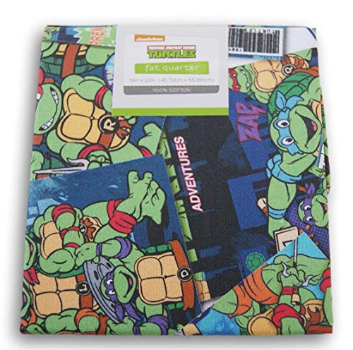 Fat Quarter 100% Cotton for Sewing Crafts - 18 x 21 Inches (Ninja Turtles)