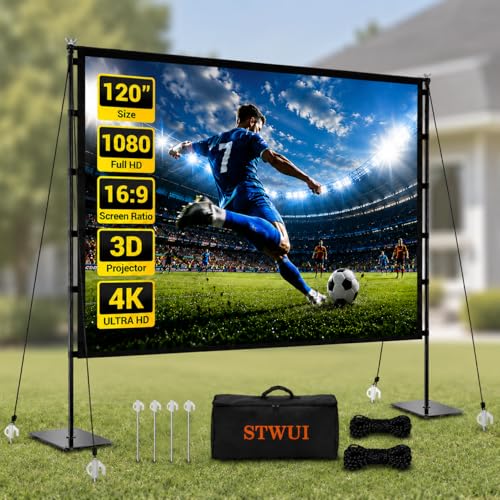 STWUI Outdoor Projector Screen with Stand - 120 Inch Portable