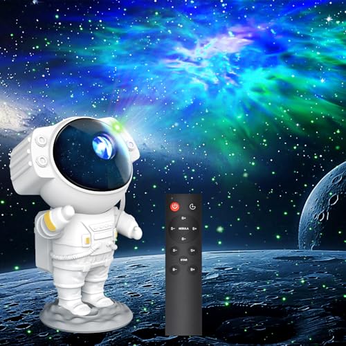 Nigecue Astronauten LED Sternenhimmel Projektor mit Fernbedienung, Sternenprojektor Nachtlicht Sterne Projektor mit Timer, LED Projektorlampe für Schlafzimmer Heimkino Party Haus