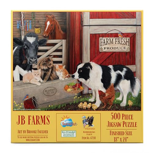 SUNSOUT INC - JB Farms - 500 pc Jigsaw Puzzle by Artist: Brooke Faulder - Finished Size 18' x 24' - MPN# 67210