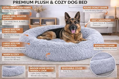 Image of ZEXSAZONE Summer Round Donut Pet Bed for Cats and Puppies Dogs Mat Cozy and Plush Raised Bedside Support Both Sides Use Like 2 in One Washable Sizes for Small Medium and Large Pets XL Grey