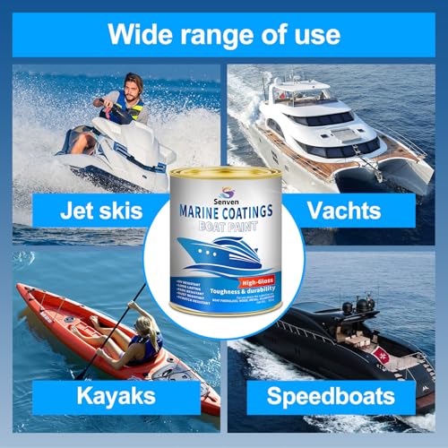 Image of SENVEN Boat Paint 35 Oz Gloss White Marine Boat Topside Bottom Enamel Paint for Boats, RVs, Wood, Fiberglass, Aluminum, Metals, Oil-Based Epoxy Grey